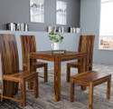 Douceur Furnitures Solid Sheesham Wood Four Seater Dining Set For Dining Room , Restaurant . Solid Wood 4 Seater Dining Set