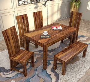 douceur furnitures solid sheesham wood six seater dining set for dining room  restaurant  solid wood 6 seater dining set