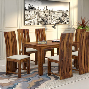 douceur furnitures solid sheesham wood six seater dining set for dining room  restaurant  solid wood 6 seater dining set