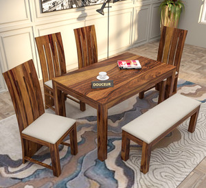 douceur furnitures solid sheesham wood six seater dining set for dining room  restaurant  solid wood 6 seater dining set