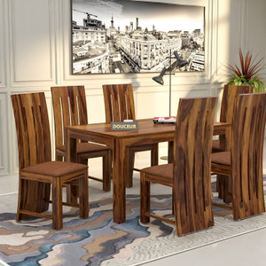 douceur furnitures solid sheesham wood six seater dining set for dining room  restaurant  solid wood 6 seater dining set