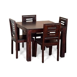 douceur furnitures solid sheesham wood 4 seater dining table set without cushioned chairs for dining room  living room  home amp office  hotels restaurant amp cafe finish-walnut 