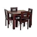 Douceur Furnitures Solid Sheesham Wood 4 Seater Dining Table Set Without Cushioned Chairs for Dining Room | Living Room | Home &amp; Office | Hotels Restaurant &amp; Cafe Finish-Walnut |
