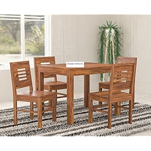 douceur solid sheesham wood dining table set of 4  wooden 4 seater dining table with 4 chairs  dining table set of 4 sheesham wood  dining room furniture for home  natural teak finish