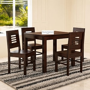 douceur solid sheesham wood dining table set of 4  wooden 4 seater dining table with 4 chairs  dining table set of 4 sheesham wood  dining room furniture for home  walnut finish