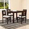 Douceur Solid Sheesham Wood Dining Table Set of 4 | Wooden 4 Seater Dining Table with 4 Chairs with Cushion | Dining Table Set of 4 Sheesham Wood | Dining Room Furniture for Home | Walnut Finish