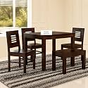 Douceur Solid Sheesham Wooden 4 Seater Dining Table with Bench | Wood Dining Table Set of 4 | Wood Dining Table &amp; Chairs for Home, Restaurant, Cafe, Dining Room | Walnut Finish