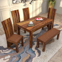 Douceur Furnitures Solid Sheesham Wood Six Seater Dining Set For Dining Room/ Hotel/ Kitchen | Solid Wood 6 Seater Dining Set