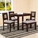Douceur Solid Sheesham Wooden 4 Seater Dining Table with Bench | Wood Dining Table Set of 4 | Wood Dining Table &amp; Chairs for Home, Restaurant, Cafe, Dining Room | Walnut Finish with Cushion