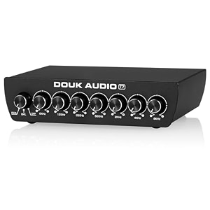 douk audio 7 band equalizer balanced eq audio preamp with xlr rca input and output for home stereo amplifier computer speaker t7 suc-t7