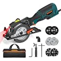 DOVAMAN Circular Saw w/Bag, 5.8A 4-1/2" mini Saw w/Laser &amp; Auxiliary Handle