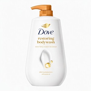 dove restoring body wash with triple hydration serum for soft hydrated skin  dove body wash with jojoba oil  sulphate-free cleansers  825 ml