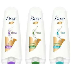 dove dryness care conditioner 180ml and dove daily shine conditioner 180ml and dove hair fall rescue conditioner 180ml