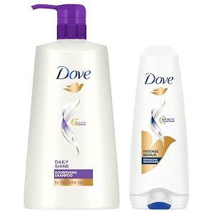 dove hair therapy intense repair conditioner 175ml and dove daily shine shampoo 650ml