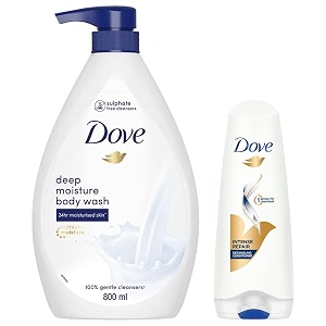dove hair therapy intense repair conditioner 175ml and dove deeply nourishing body wash 800 ml
