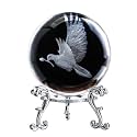 Dove Statue Crystal Ball 2.3in 3D White Dove Figurine with Stand Gift