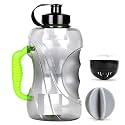 DOVEAZ Sports Plastic Water Bottles for Office use/Protein Shaker Bottle/Gallon Water Bottle (2.2 Liters) with Mixer Ball and Strainer (BPA-Free, Unbreakable, Freezer Safe)
