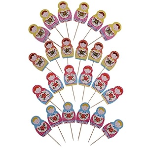 pack of 24 matryoshka russian nesting doll cake topper wedding baby shower decor