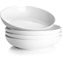 DOWAN 8.5" Pasta Bowls Set of 4, 30oz White Ceramic Shallow Dinner Bowls for Salad, Soup &amp; Pasta, Stackable and Easy to Clean, Ideal for Everyday Use &amp; Housewarming Gift(Soft White)