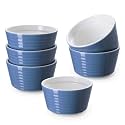 DOWAN Ramekins 6 oz Oven Safe, Porcelain Ramekins Souffle Dish, Creme Brulee Ramekins, Ramekins for Baking, Stackable Ramekin for Pudding, Spinach Souflees, Set of 6, Airy Blue
