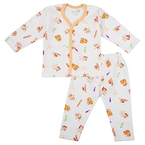 dowin cotton rich front open baby night suit