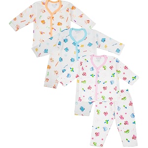 dowin cotton rich front open baby night suit
