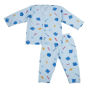 dowin cotton rich front open baby night suit