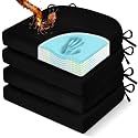 downluxe Chair Cushions for Dining Chairs, Memory Foam Linen Kitchen Chair Pads with Ties, Waterproof, Stain-Resistant and Washable Cover, 17" x 16" x 2.5", Black, 4 Pack