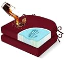 downluxe Chair Cushions for Dining Chairs, Memory Foam Linen Kitchen Chair Pads with Ties, Waterproof, Stain-Resistant and Washable Cover, 17" x 16" x 2.5", Red, 2 Pack