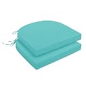 downluxe Outdoor Chair Cushions Set of 2 for Patio Furniture, Water-Resistant Patio Chair Cushions with Ties, High Density Foam Outdoor Seat Cushion, 17" X 16" X 2", Teal