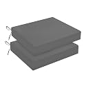 downluxe Outdoor Chair Cushions Set of 2 for Patio Furniture, Water-Resistant Square Corner Patio Chair Cushions with Ties, High Density Foam Outdoor Seat Cushion, 18.5" X 16" X 3", Dark Grey