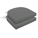downluxe Outdoor Chair Cushions Set of 2 for Patio Furniture, Water-Resistant Patio Chair Cushions with Ties, High Density Foam Outdoor Seat Cushion, 17" X 16" X 2", Dark Grey