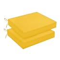 downluxe Outdoor Chair Cushions Set of 2 for Patio Furniture, Water-Resistant Square Corner Patio Chair Cushions with Ties, High Density Foam Outdoor Seat Cushion, 18.5" X 16" X 3", Yellow