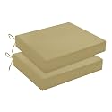 downluxe Outdoor Chair Cushions Set of 2 for Patio Furniture, Water-Resistant Square Corner Patio Chair Cushions with Ties, High Density Foam Outdoor Seat Cushion, 18.5" X 16" X 3", Khaki