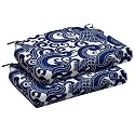 downluxe Outdoor Chair Cushions Set of 2 for Patio Furniture, Water-Resistant Patio Chair Cushions with Ties, High Density Foam Outdoor Seat Cushion, 17" X 16" X 2", Blue Carp