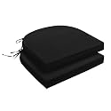 downluxe Outdoor Chair Cushions Set of 2 for Patio Furniture, Water-Resistant Patio Chair Cushions with Ties, High Density Foam Outdoor Seat Cushion, 17" X 16" X 2", Black
