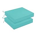 downluxe Outdoor Chair Cushions Set of 2 for Patio Furniture, Water-Resistant Square Corner Patio Chair Cushions with Ties, High Density Foam Outdoor Seat Cushion, 18.5" X 16" X 3", Teal