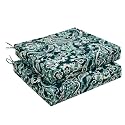 downluxe Outdoor Chair Cushions Set of 2 for Patio Furniture, Water-Resistant Square Corner Patio Chair Cushions with Ties, High Density Foam Outdoor Seat Cushion, 18.5" X 16" X 3", Green Paramecium