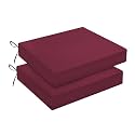 downluxe Outdoor Chair Cushions Set of 2 for Patio Furniture, Water-Resistant Square Corner Patio Chair Cushions with Ties, High Density Foam Outdoor Seat Cushion, 18.5" X 16" X 3", Burgundy