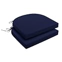 downluxe Outdoor Chair Cushions Set of 2 for Patio Furniture, Water-Resistant Patio Chair Cushions with Ties, High Density Foam Outdoor Seat Cushion, 17" X 16" X 2", Navy