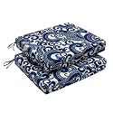 downluxe Outdoor Chair Cushions Set of 2 for Patio Furniture, Water-Resistant Square Corner Patio Chair Cushions with Ties, High Density Foam Outdoor Seat Cushion, 18.5" X 16" X 3", Blue Carp
