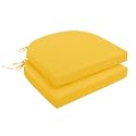 downluxe Outdoor Chair Cushions Set of 2 for Patio Furniture, Water-Resistant Patio Chair Cushions with Ties, High Density Foam Outdoor Seat Cushion, 17" X 16" X 2", Yellow