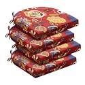 downluxe Outdoor Chair Cushions Set of 4 for Patio Furniture, Water-Resistant Patio Chair Cushions with Ties, High Density Foam Outdoor Seat Cushion, 17" X 16" X 2", Sonia Scarlet