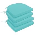 downluxe Outdoor Chair Cushions Set of 4 for Patio Furniture, Water-Resistant Patio Chair Cushions with Ties, High Density Foam Outdoor Seat Cushion, 17" X 16" X 2", Teal