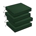 downluxe Outdoor Chair Cushions Set of 4 for Patio Furniture, Water-Resistant Square Corner Patio Chair Cushions with Ties, High Density Foam Outdoor Seat Cushion, 18.5" X 16" X 3", Forest Green