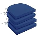 downluxe Outdoor Chair Cushions Set of 4 for Patio Furniture, Water-Resistant Patio Chair Cushions with Ties, High Density Foam Outdoor Seat Cushion, 17" X 16" X 2", Royal Blue