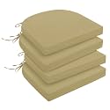 downluxe Outdoor Chair Cushions Set of 4 for Patio Furniture, Water-Resistant Patio Chair Cushions with Ties, High Density Foam Outdoor Seat Cushion, 17" X 16" X 2", Khaki