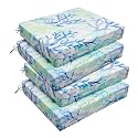 downluxe Outdoor Chair Cushions Set of 4 for Patio Furniture, Water-Resistant Square Corner Patio Chair Cushions with Ties, High Density Foam Outdoor Seat Cushion, 18.5" X 16" X 3", Blue Coral