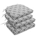 downluxe Outdoor Chair Cushions Set of 4 for Patio Furniture, Water-Resistant Patio Chair Cushions with Ties, High Density Foam Outdoor Seat Cushion, 17" X 16" X 2", Grey Gourd