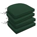 downluxe Outdoor Chair Cushions Set of 4 for Patio Furniture, Water-Resistant Patio Chair Cushions with Ties, High Density Foam Outdoor Seat Cushion, 17" X 16" X 2", Forest Green
